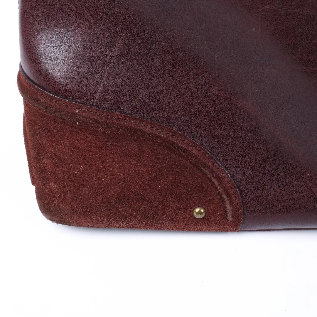 Dior Gaucho Burgundy Leather Suede Top Handle Bag