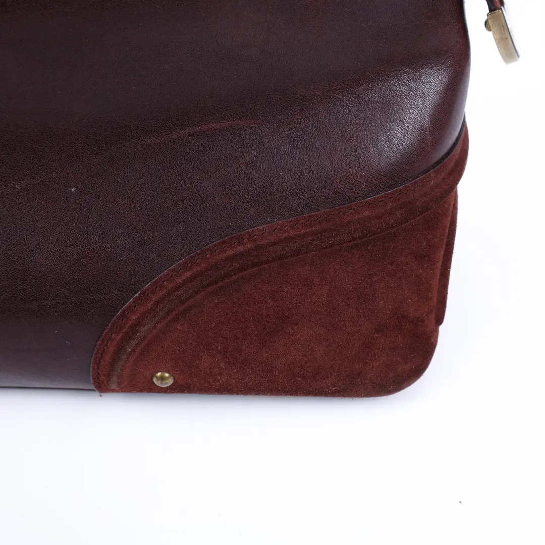 Dior Gaucho Burgundy Leather Suede Top Handle Bag