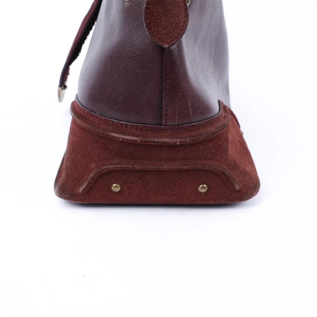 Dior Gaucho Burgundy Leather Suede Top Handle Bag