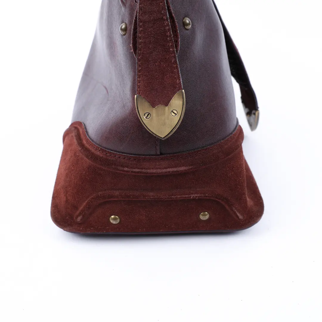 Dior Gaucho Burgundy Leather Suede Top Handle Bag