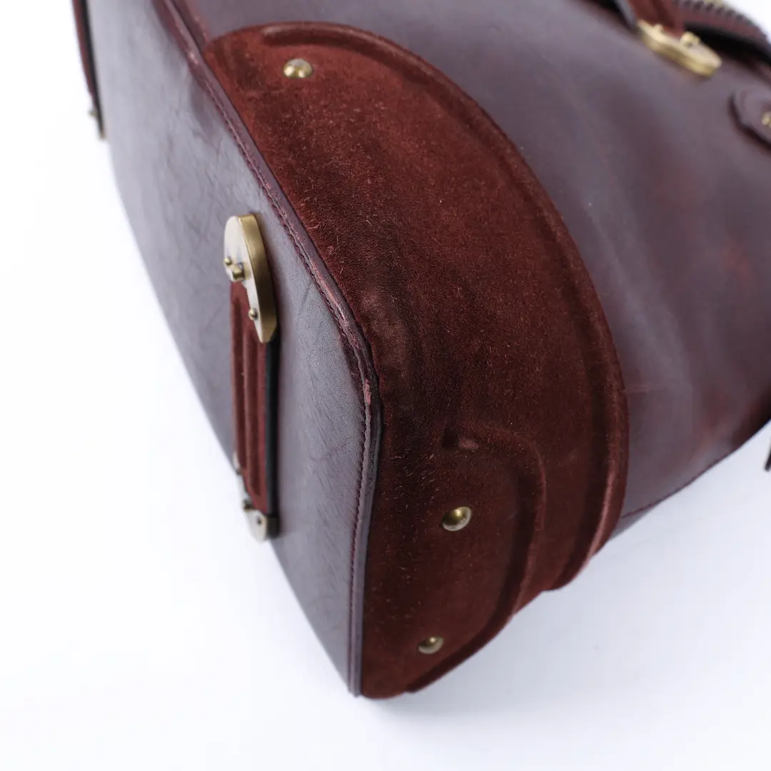 Dior Gaucho Burgundy Leather Suede Top Handle Bag