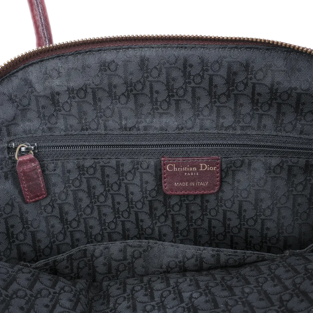 Dior Gaucho Burgundy Leather Suede Top Handle Bag