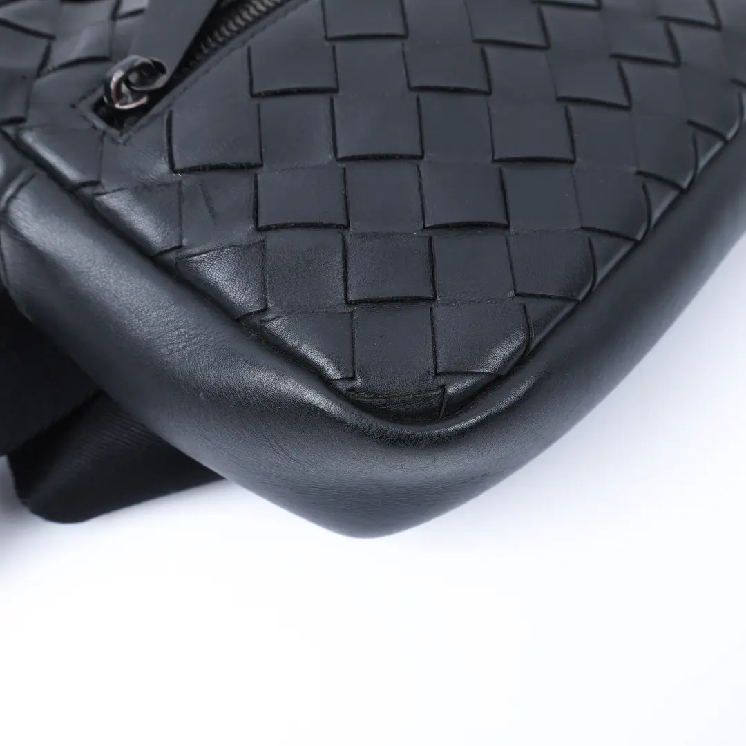 Bottega Veneta Intrecciato Black Leather Belt Bag