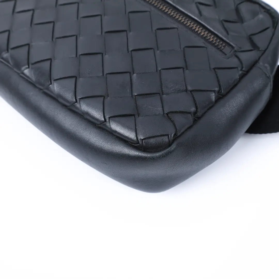 Bottega Veneta Intrecciato Black Leather Belt Bag