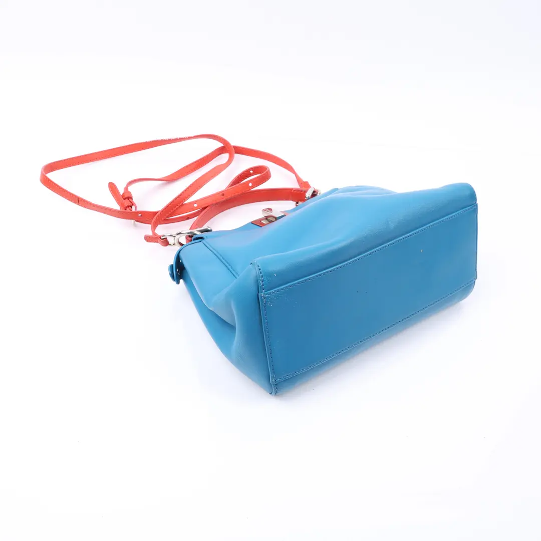 Fendi Peekaboo Blue Leather Mini Shoulder Bag