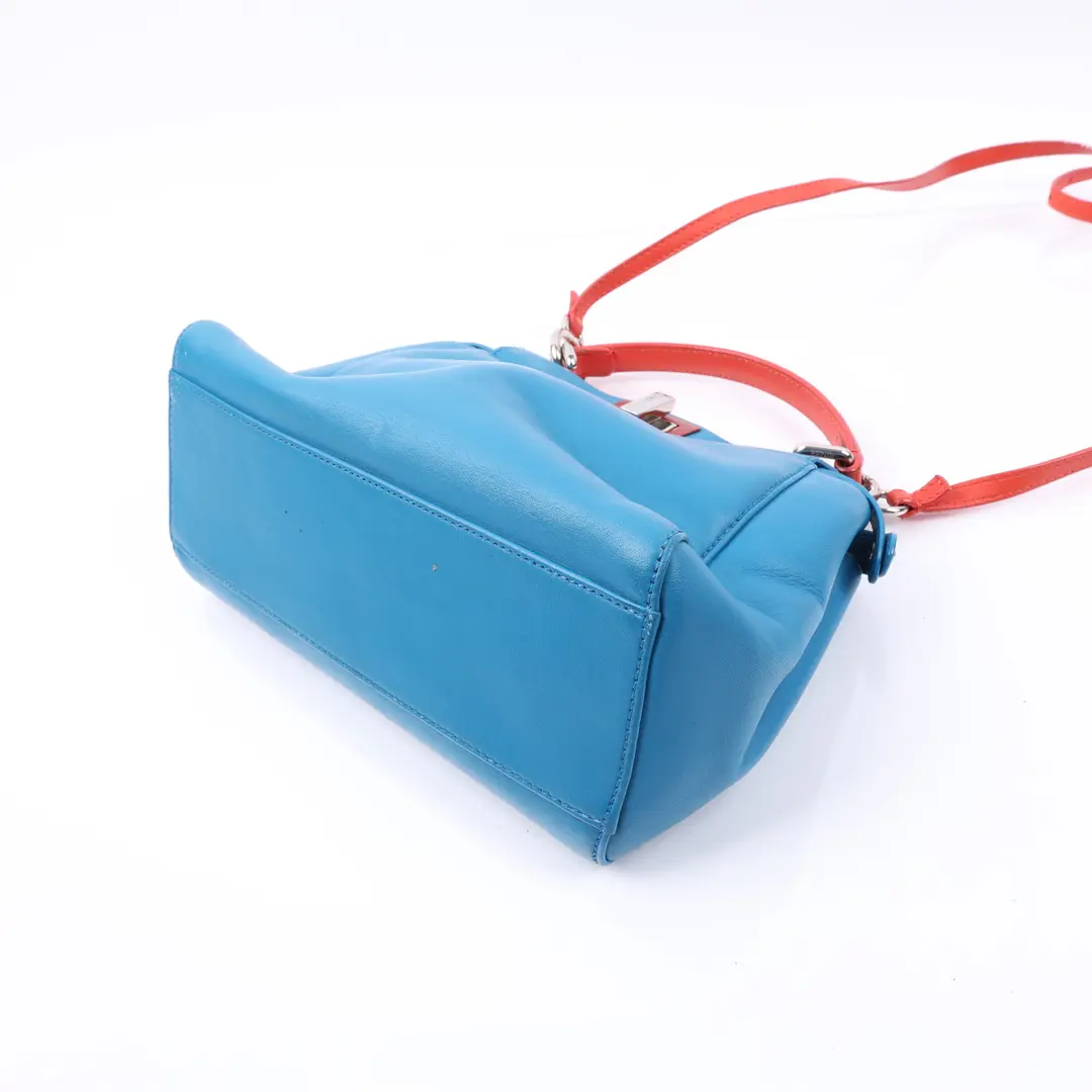 Fendi Peekaboo Blue Leather Mini Shoulder Bag