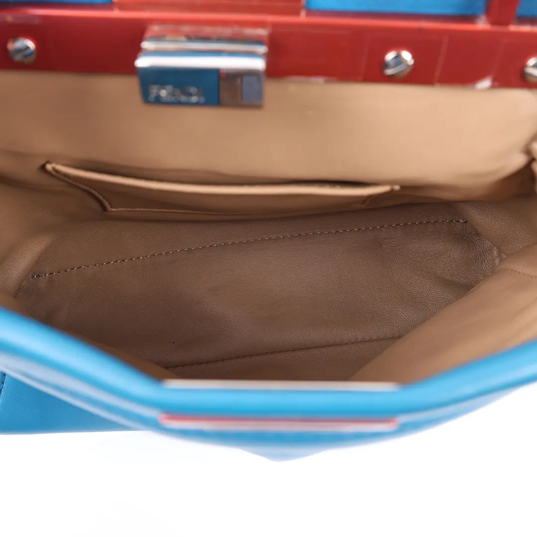 Fendi Peekaboo Blue Leather Mini Shoulder Bag