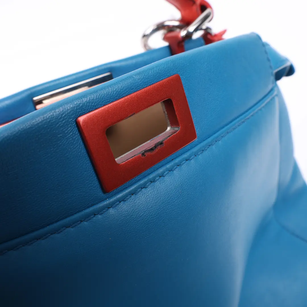 Fendi Peekaboo Blue Leather Mini Shoulder Bag