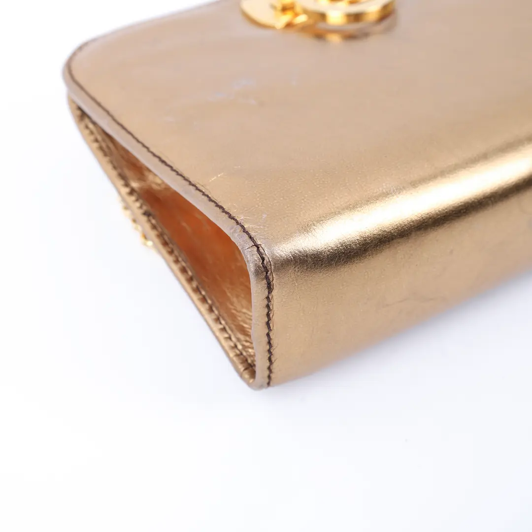 Salvatore Ferragamo Gancini Gold Metallic Leather Mini Bag