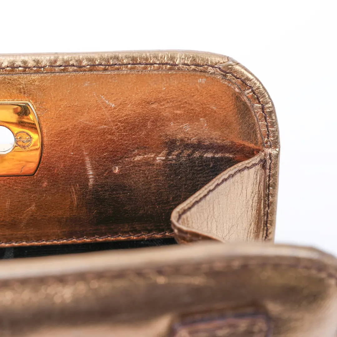 Salvatore Ferragamo Gancini Gold Metallic Leather Mini Bag