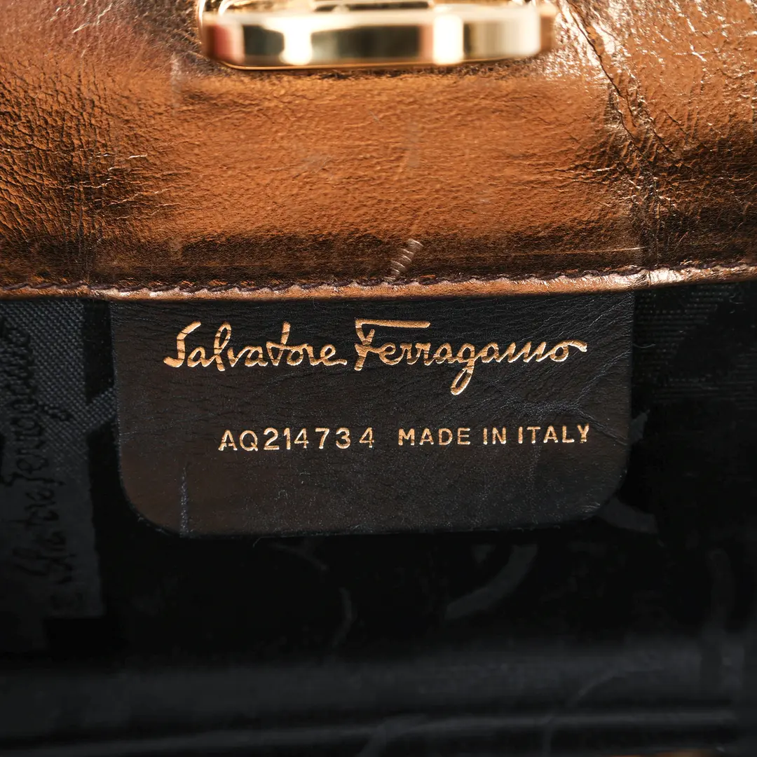 Salvatore Ferragamo Gancini Gold Metallic Leather Mini Bag