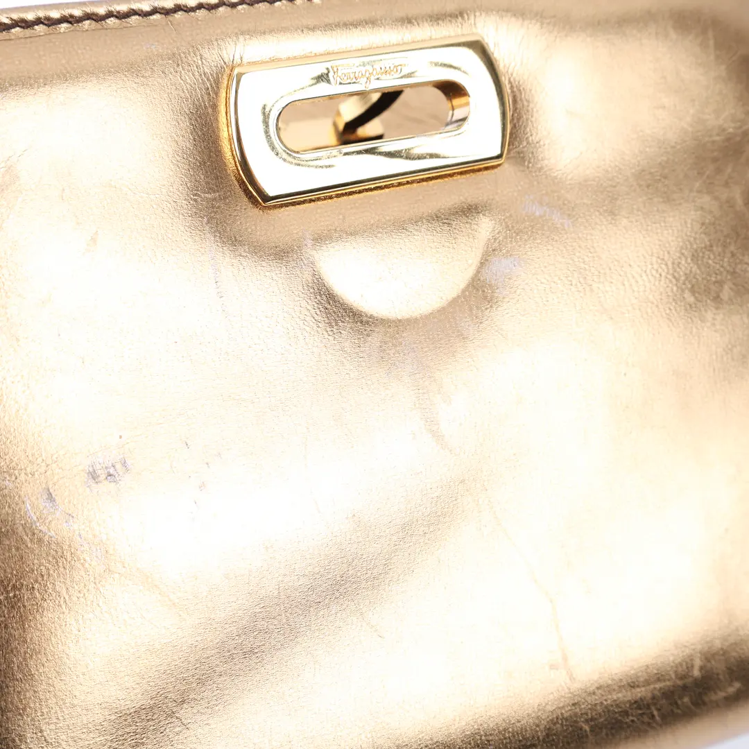 Salvatore Ferragamo Gancini Gold Metallic Leather Mini Bag