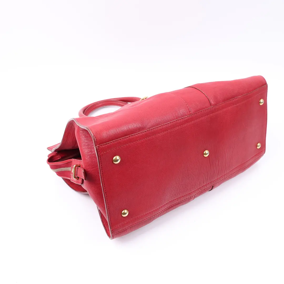 Saint Laurent Cabas Chyc Red Leather Top Handle Bag