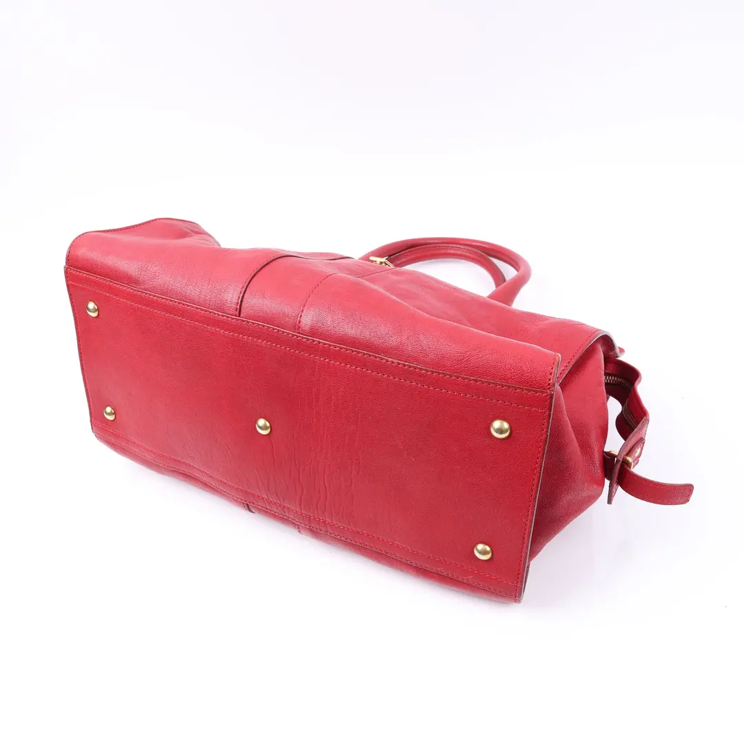 Saint Laurent Cabas Chyc Red Leather Top Handle Bag
