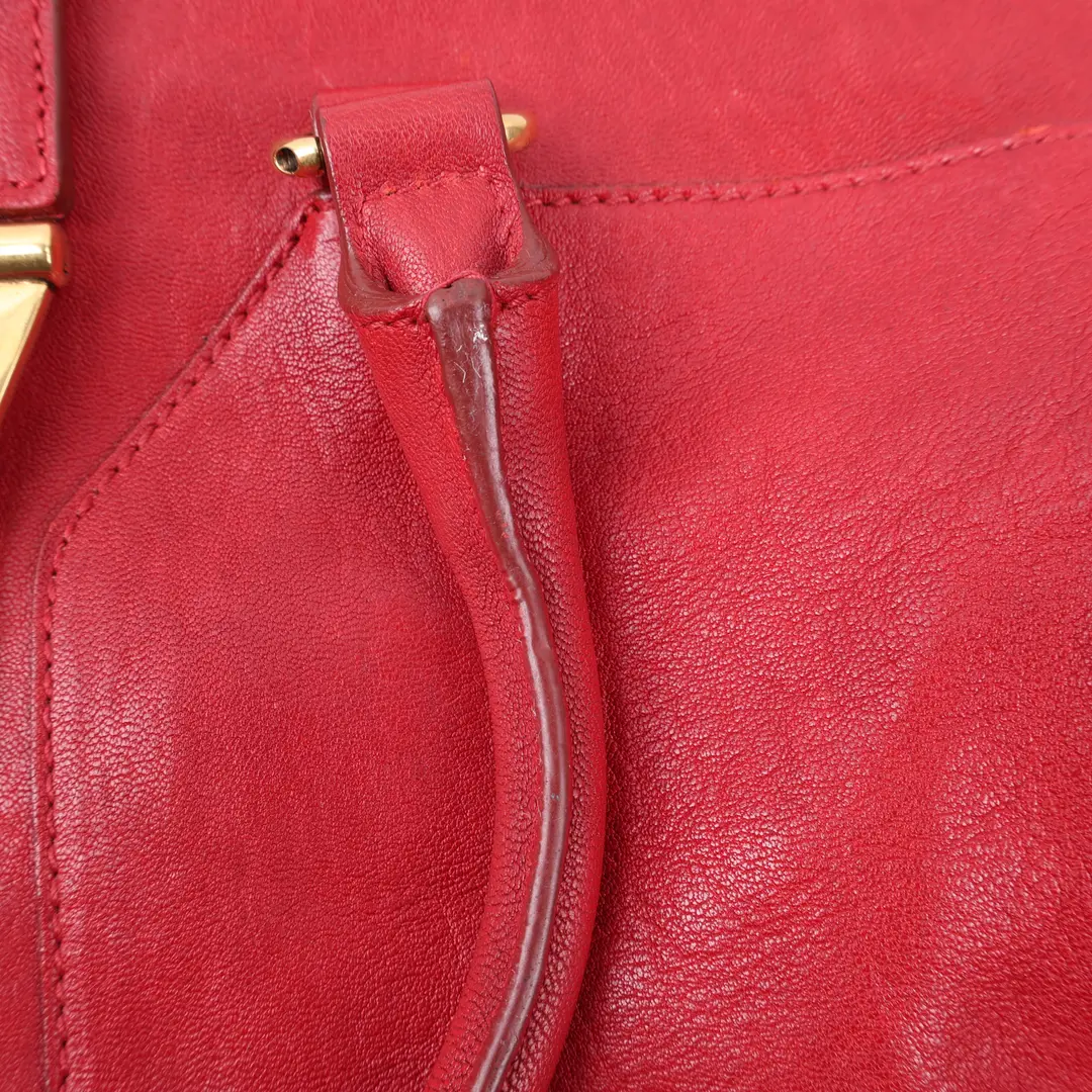 Saint Laurent Cabas Chyc Red Leather Top Handle Bag