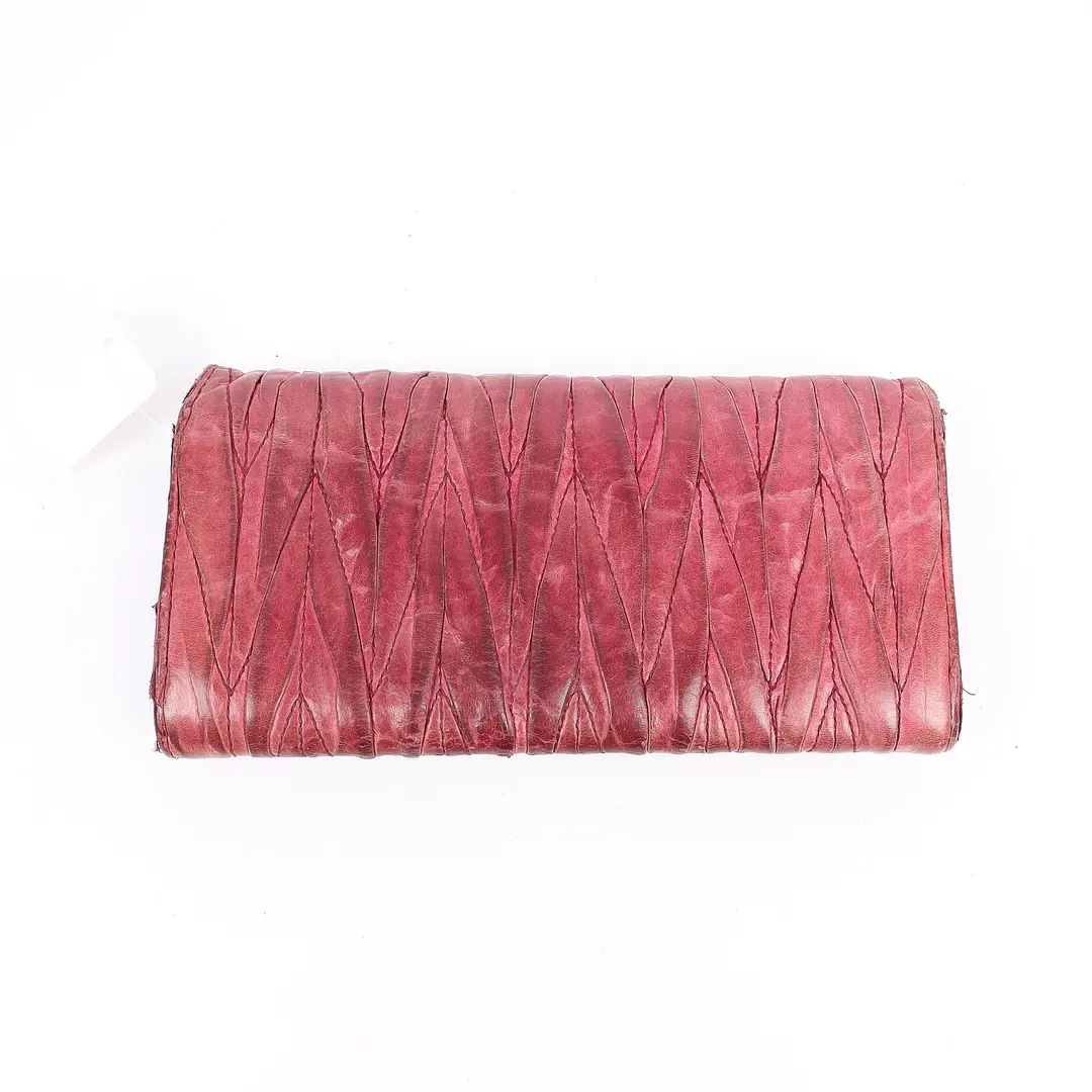 Miu Miu Matelasse Pink Leather Flap Wallet