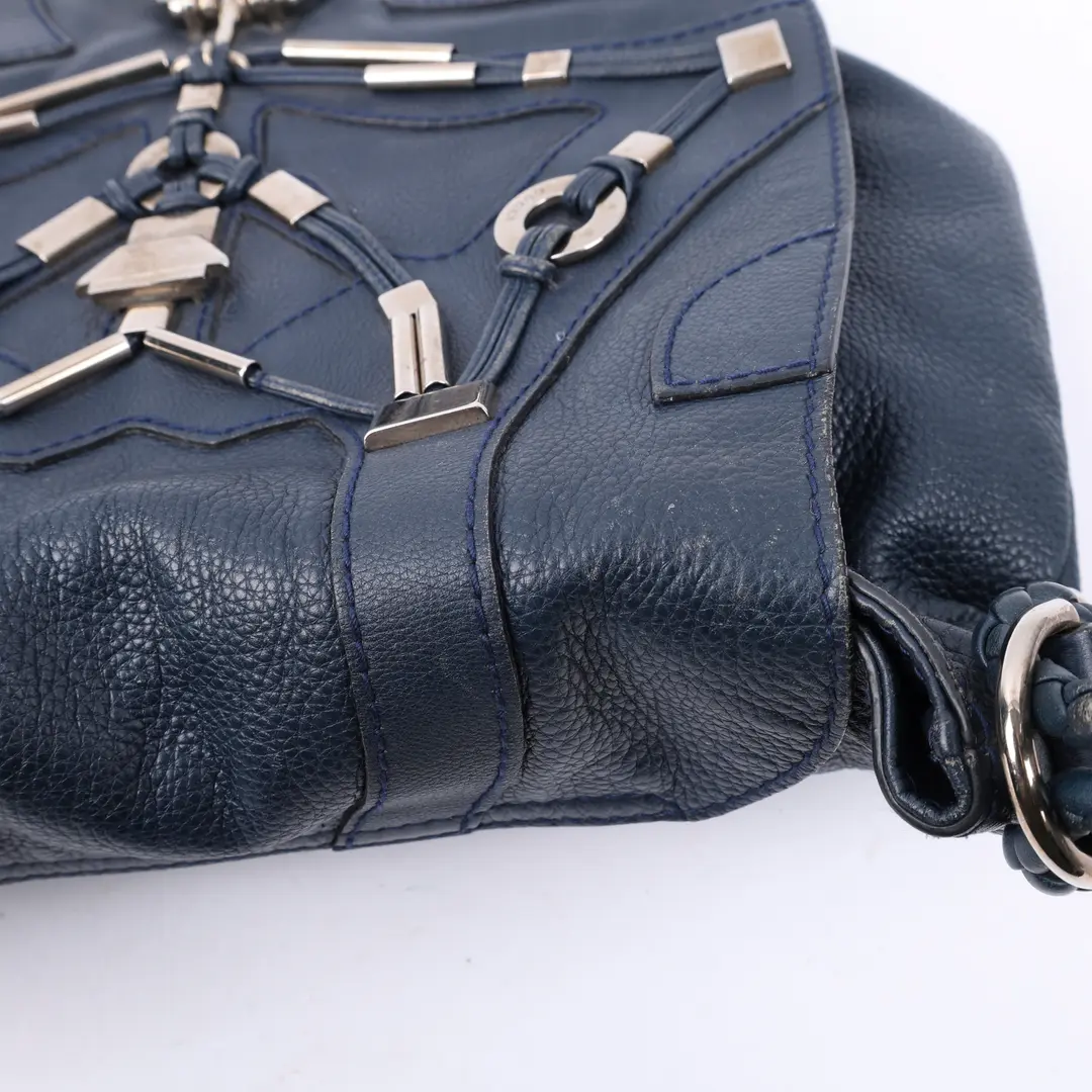 Gucci Indy Hobo Blue Leather Shoulder Bag