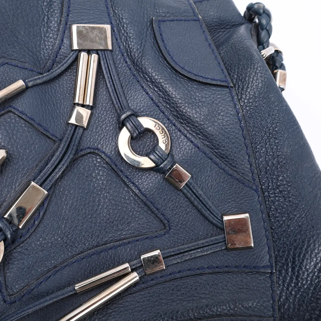 Gucci Indy Hobo Blue Leather Shoulder Bag