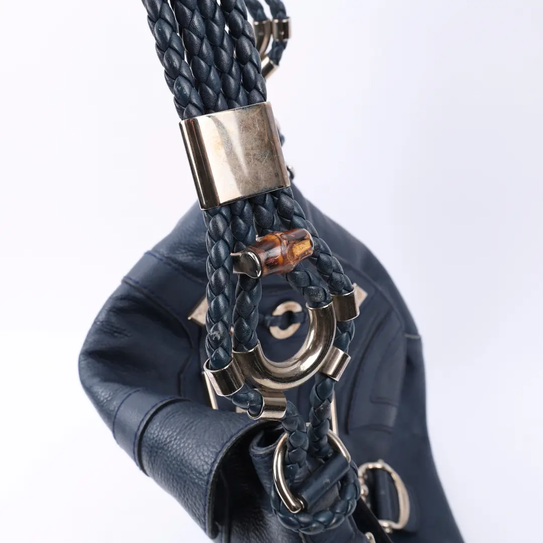Gucci Indy Hobo Blue Leather Shoulder Bag