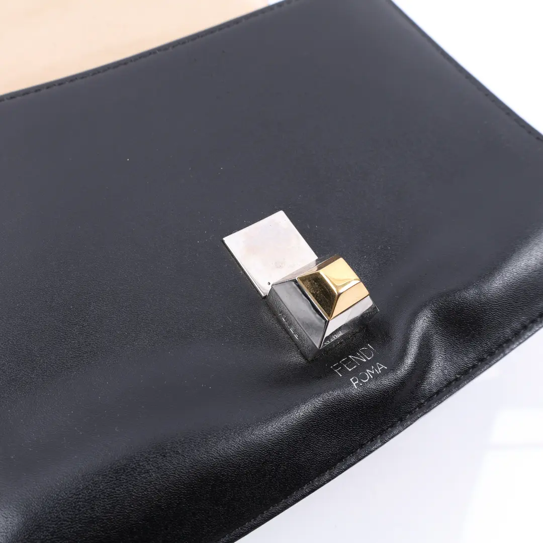 Fendi Kan I Pearl Black Leather Shoulder Bag