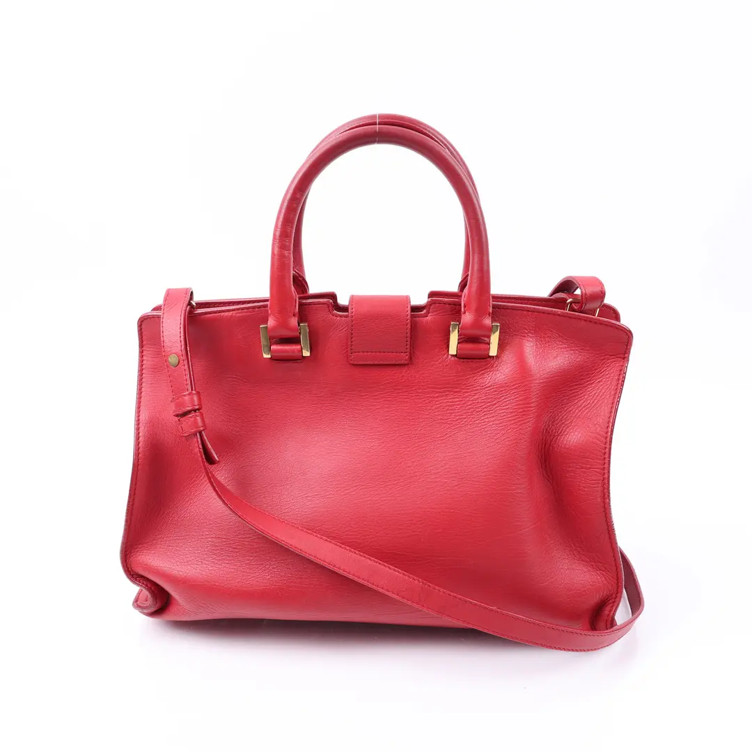 Saint Laurent Cabas Chyc Red Leather Shoulder Bag