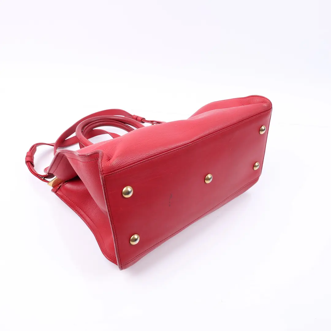 Saint Laurent Cabas Chyc Red Leather Shoulder Bag