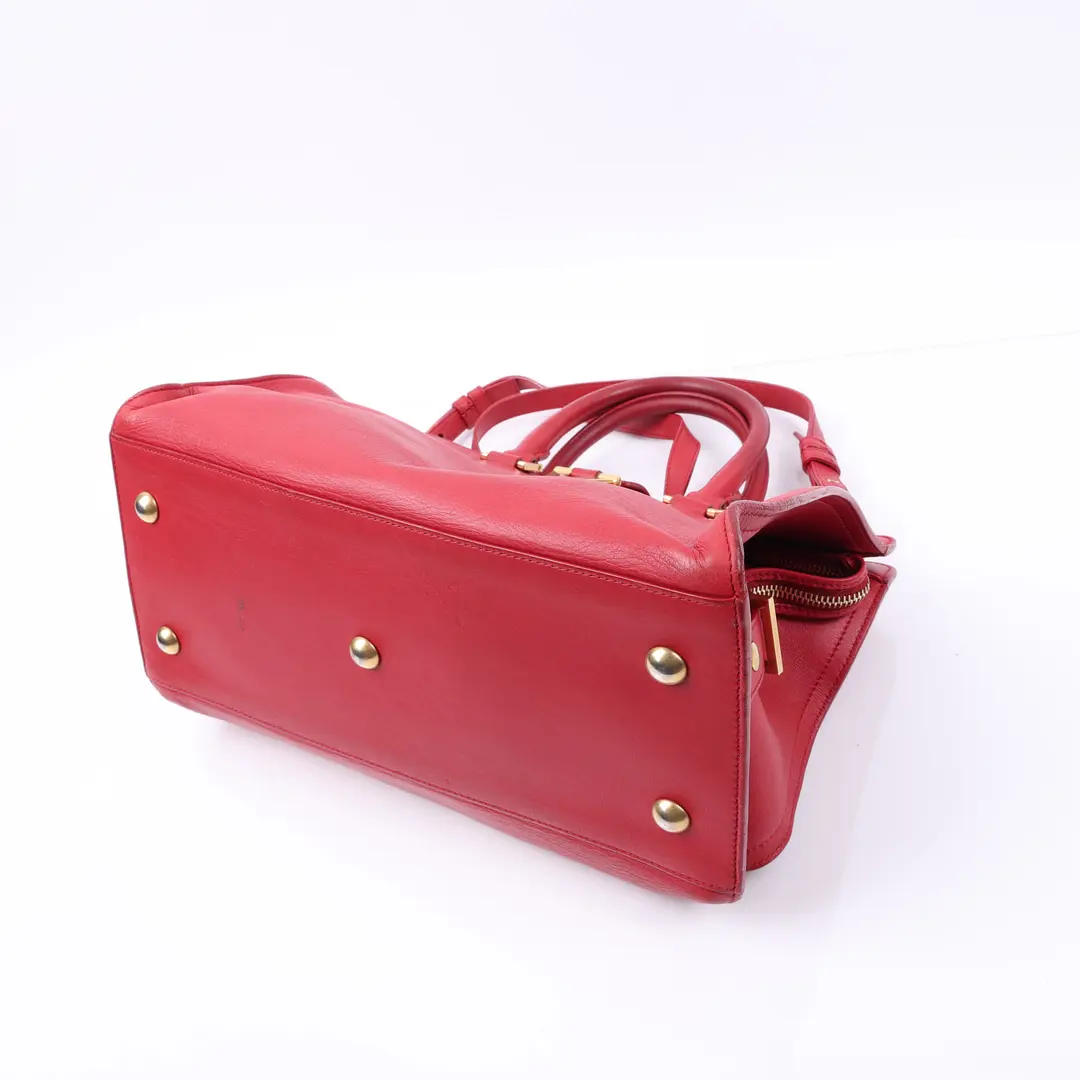 Saint Laurent Cabas Chyc Red Leather Shoulder Bag