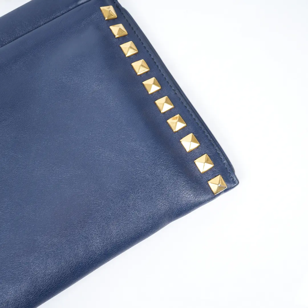 Miu Miu Studded Blue Leather Shoulder Bag