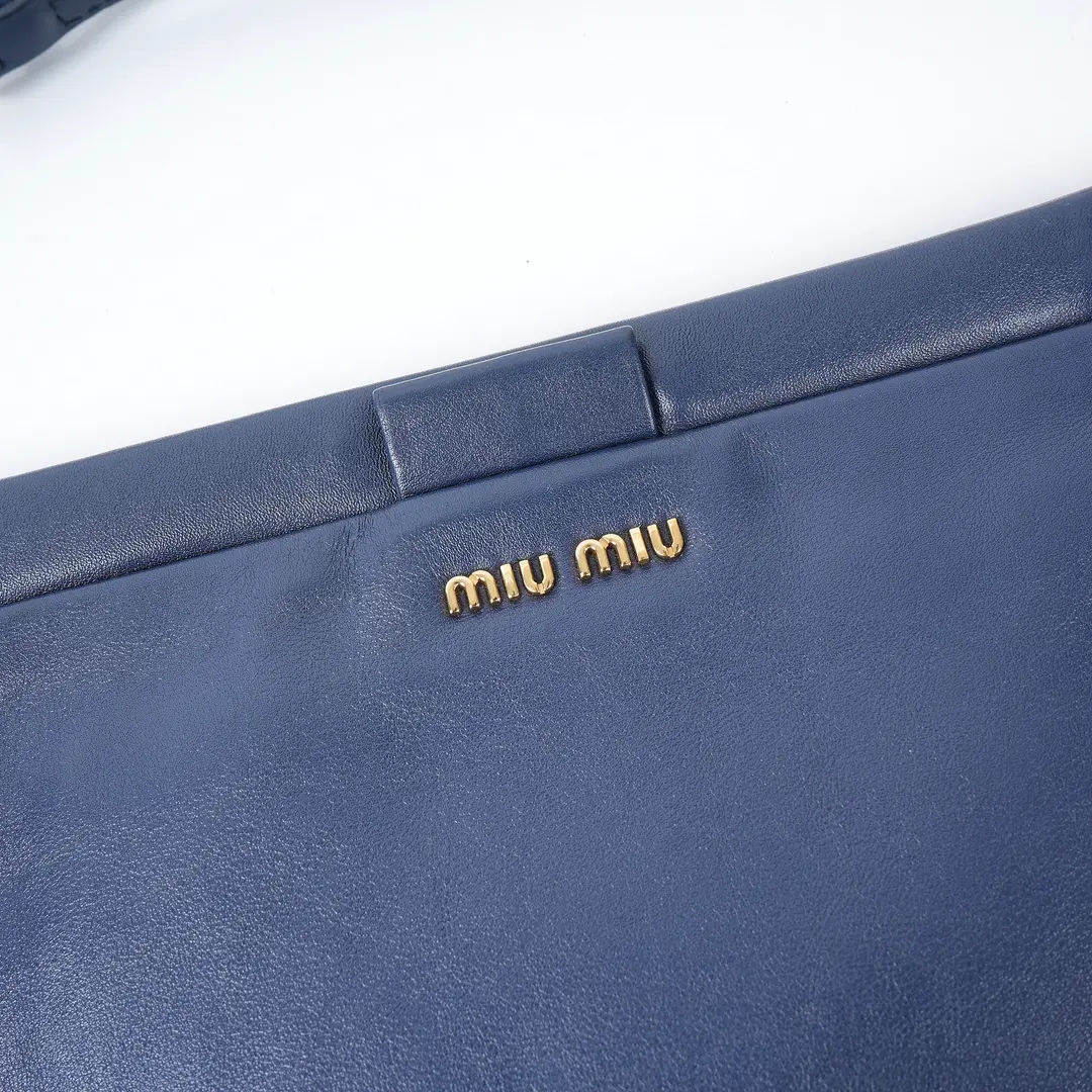 Miu Miu Studded Blue Leather Shoulder Bag