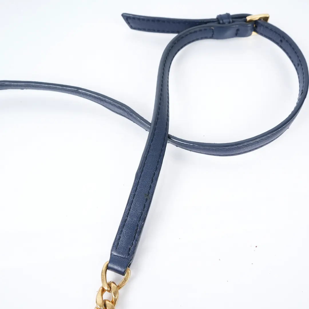 Miu Miu Studded Blue Leather Shoulder Bag