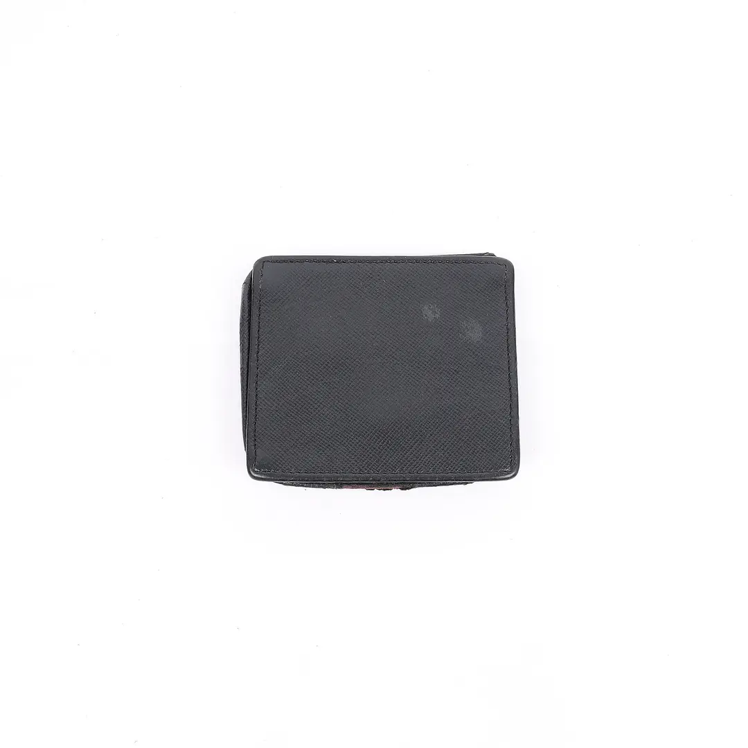 Prada Triangle Logo Black Saffiano Leather Coin Case