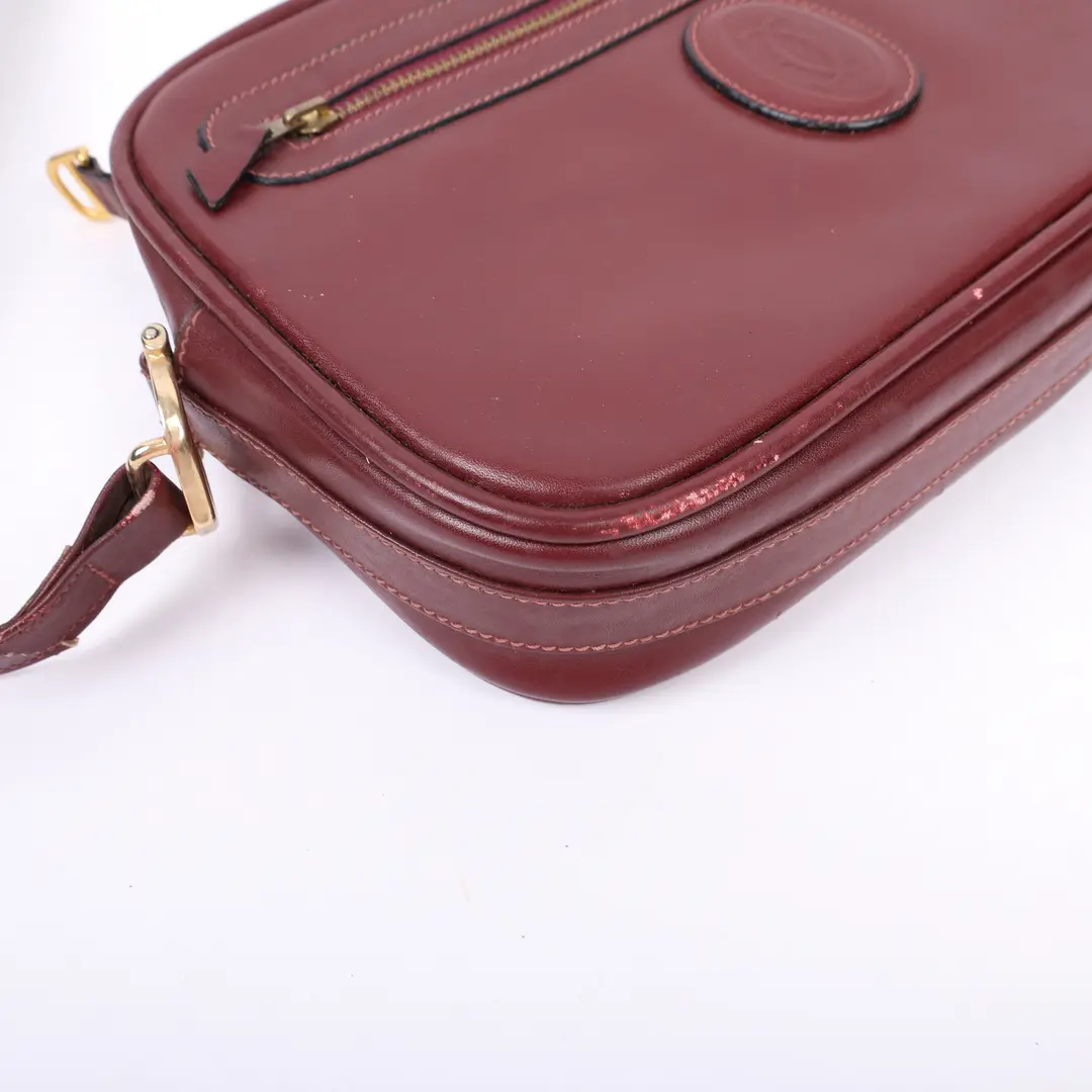 Cartier Must de Cartier Burgundy Leather Shoulder Bag