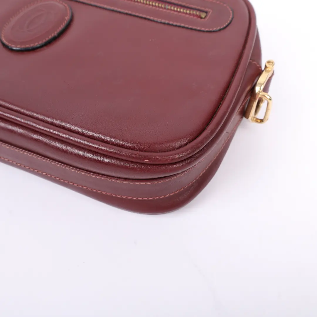 Cartier Must de Cartier Burgundy Leather Shoulder Bag