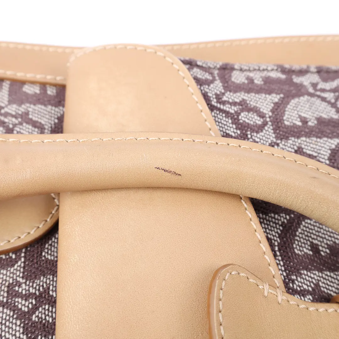 Dior Oblique Front Pocket Brown Canvas Leather Top Handle Bag