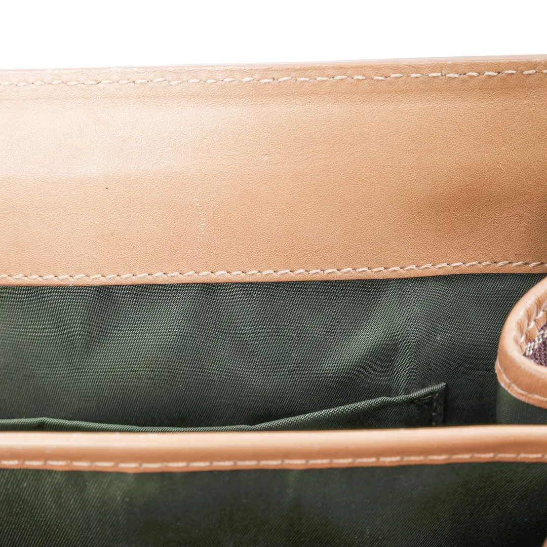 Dior Oblique Front Pocket Brown Canvas Leather Top Handle Bag