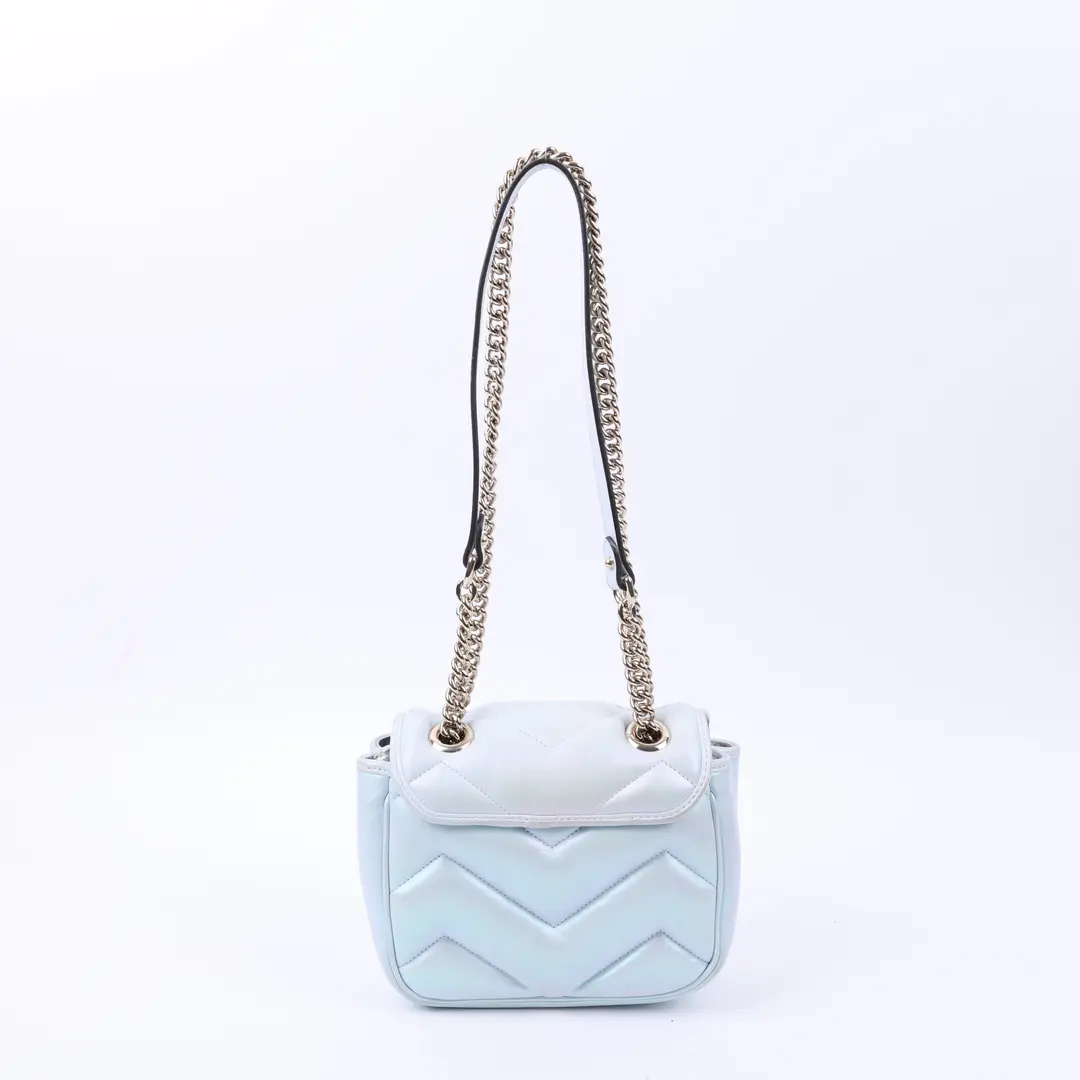 Gucci GG Marmont Blue Matelasse Leather Mini Shoulder Bag