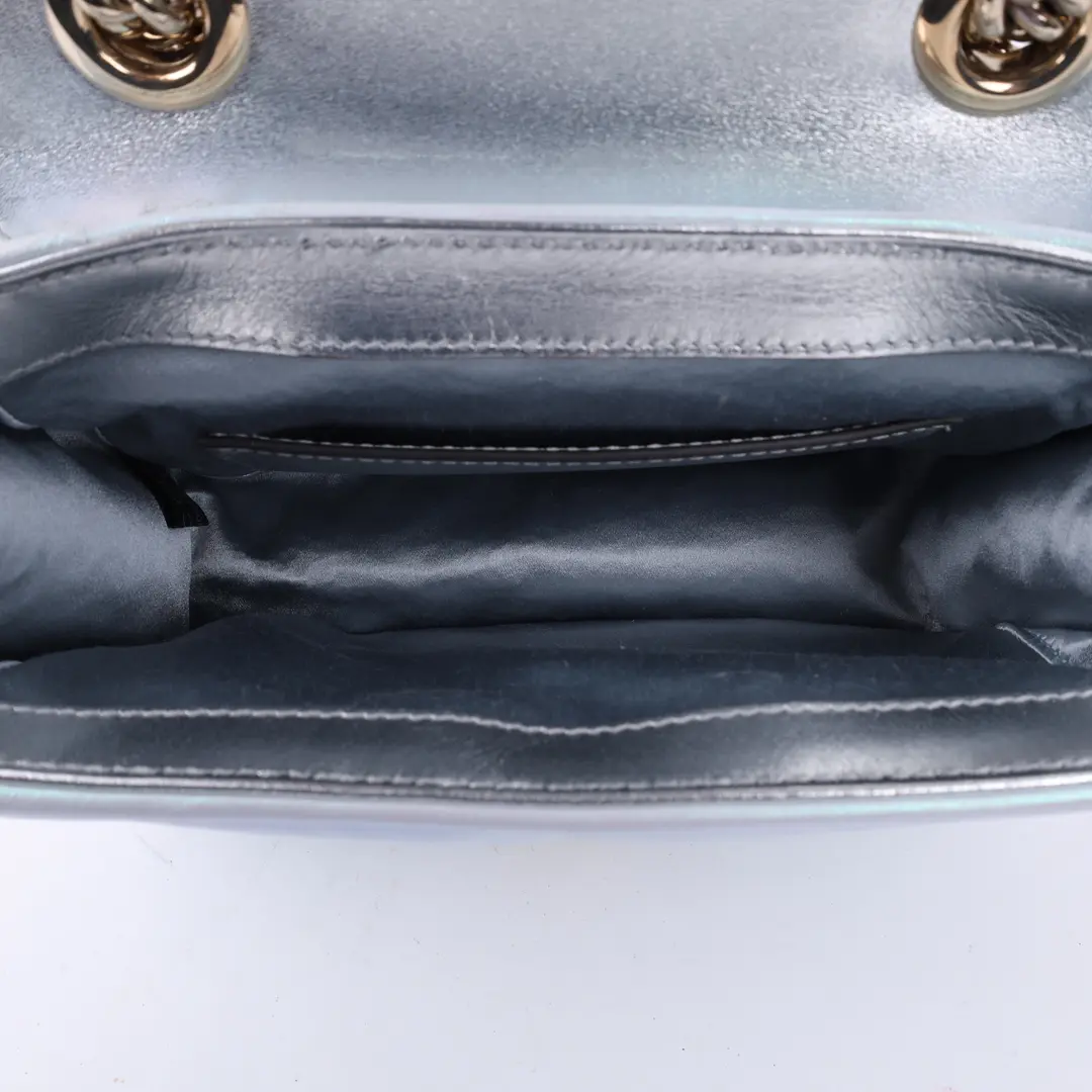 Gucci GG Marmont Blue Matelasse Leather Mini Shoulder Bag