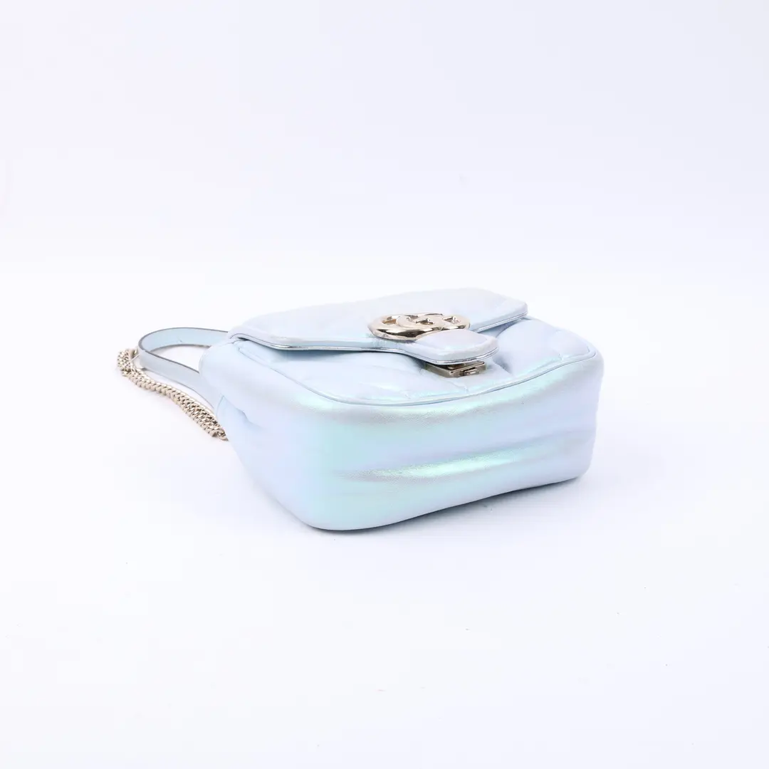 Gucci GG Marmont Blue Matelasse Leather Mini Shoulder Bag