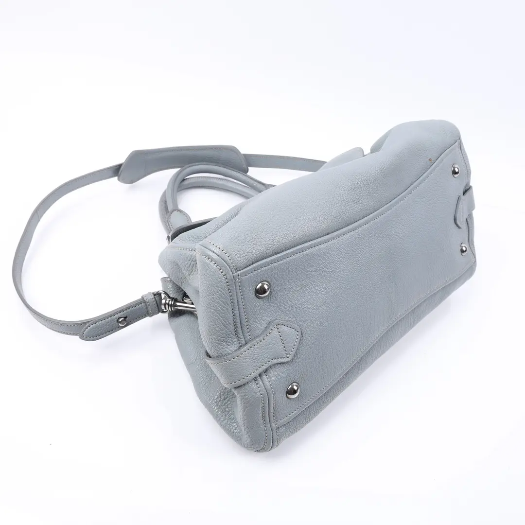 Miu Miu Blue Pebbled Leather Satchel Handbag
