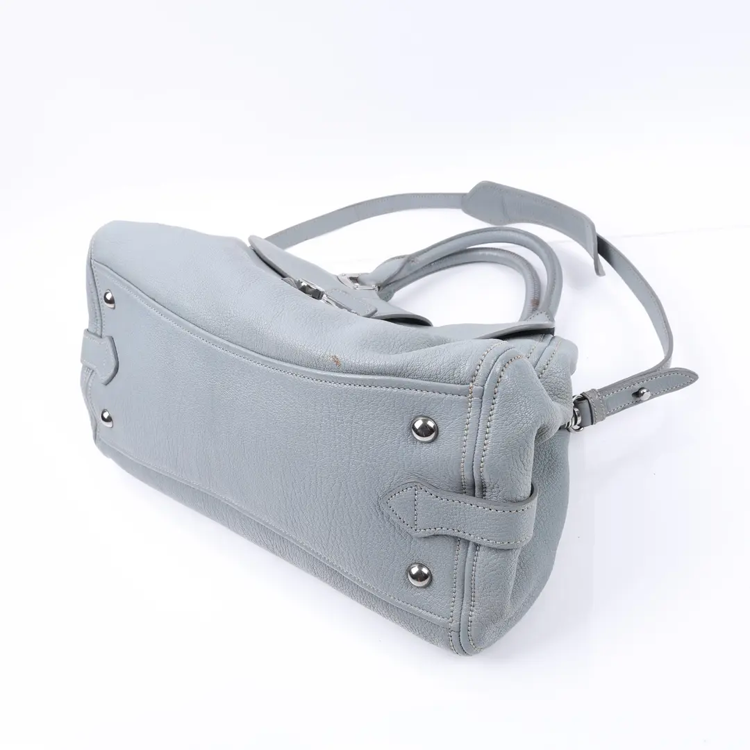 Miu Miu Blue Pebbled Leather Satchel Handbag