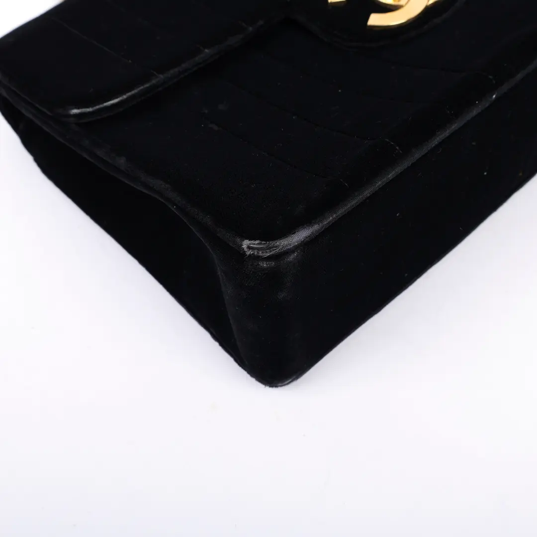Chanel Classic Flap Black Velvet Shoulder Bag
