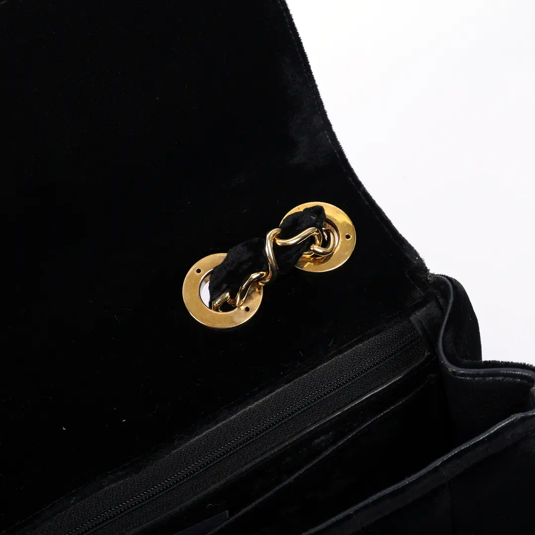 Chanel Classic Flap Black Velvet Shoulder Bag