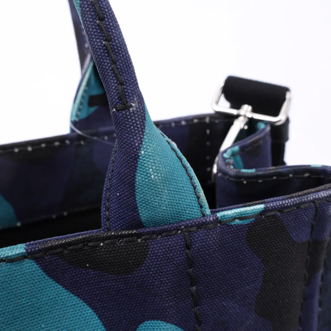 Prada Canapa Tote Blue Camouflage Canvas Mini Tote Bag