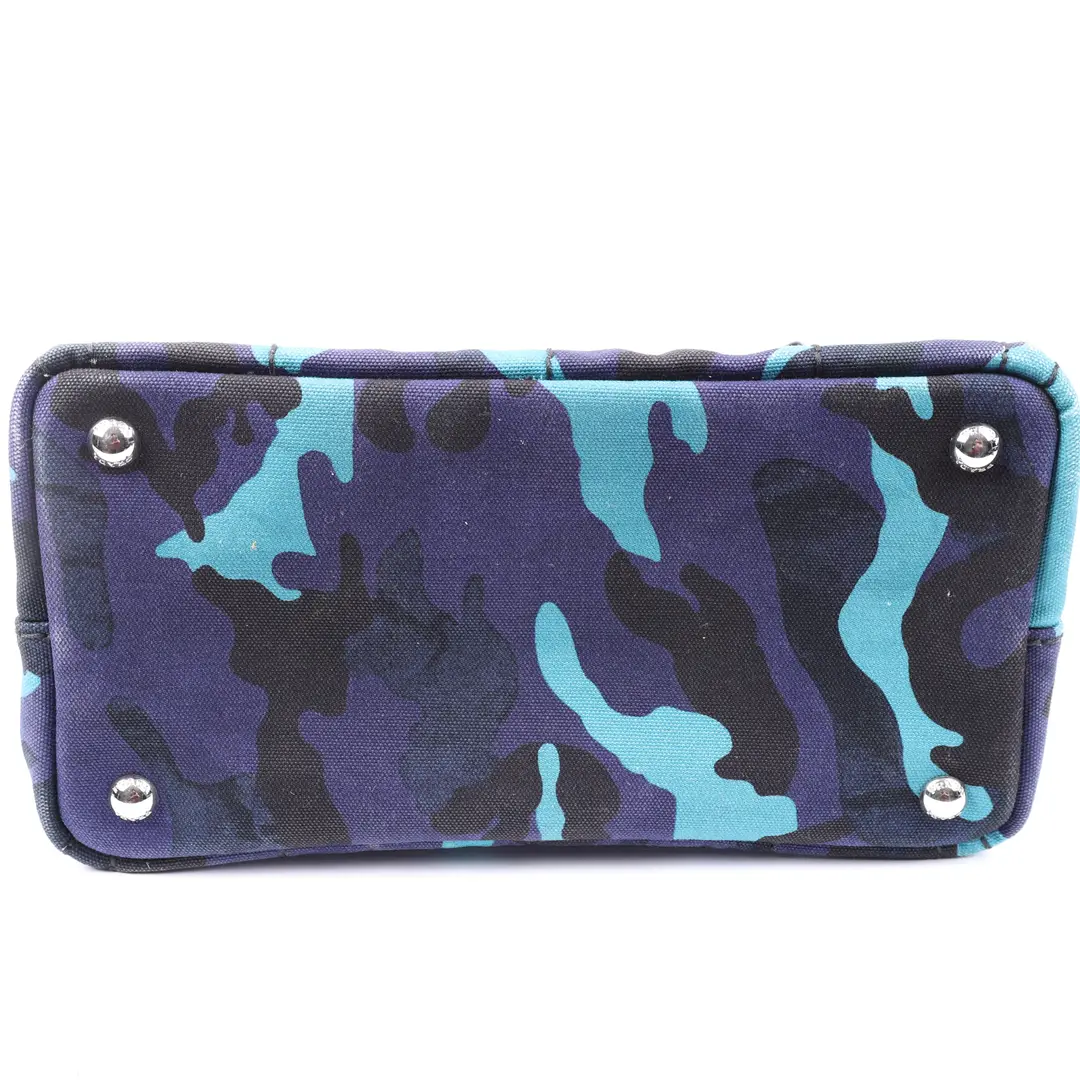 Prada Canapa Tote Blue Camouflage Canvas Mini Tote Bag