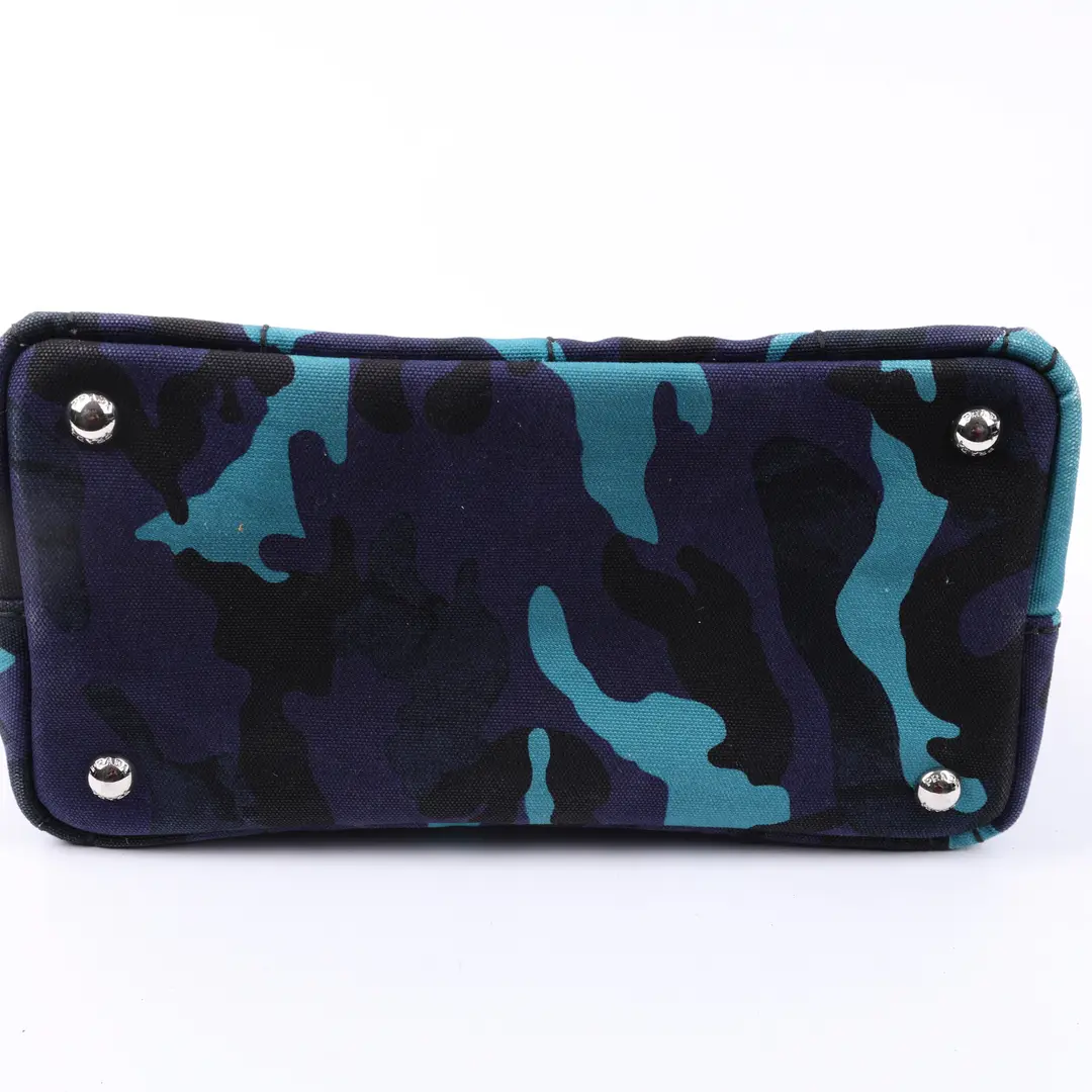 Prada Canapa Tote Blue Camouflage Canvas Mini Tote Bag