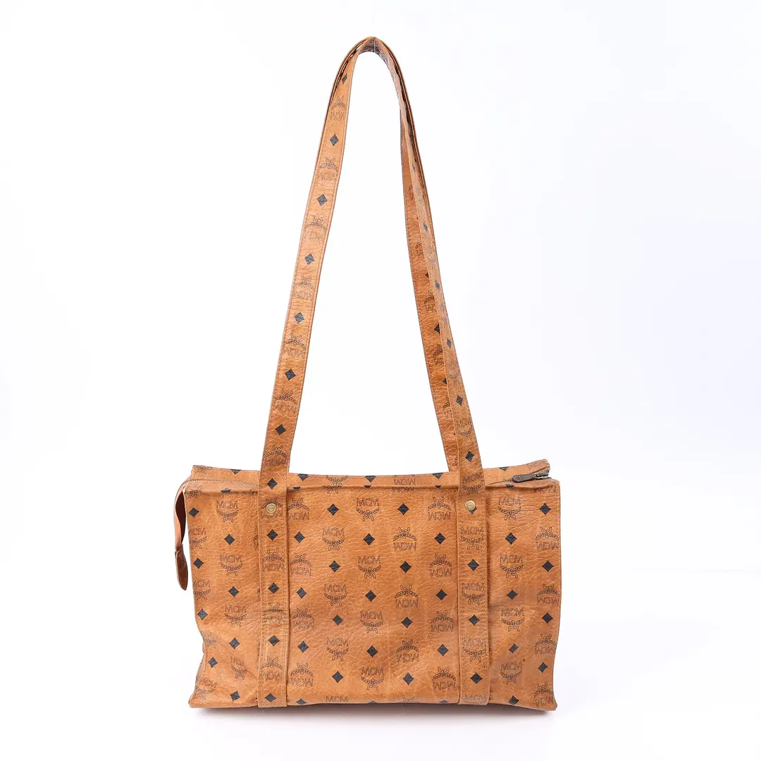MCM Visetos Brown Canvas Shoulder Bag