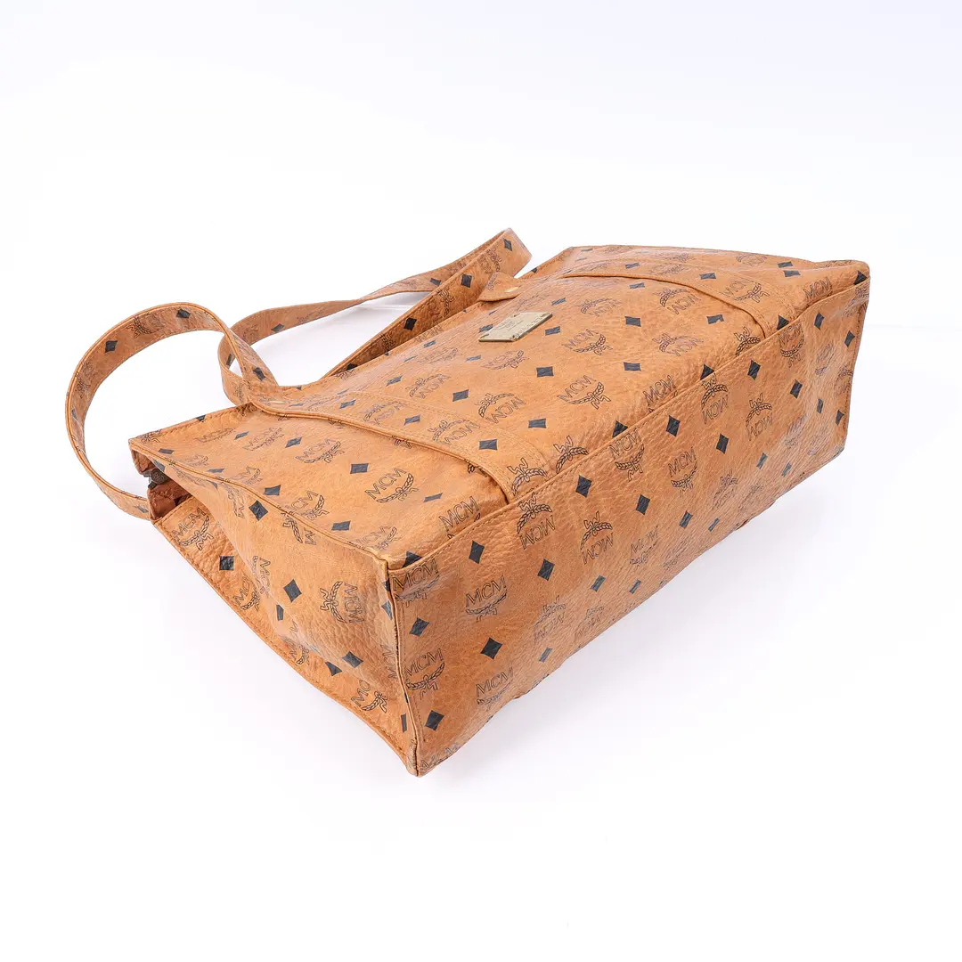 MCM Visetos Brown Canvas Shoulder Bag