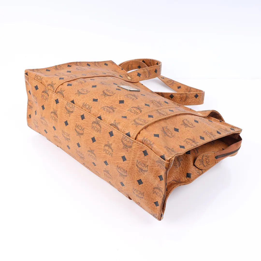 MCM Visetos Brown Canvas Shoulder Bag