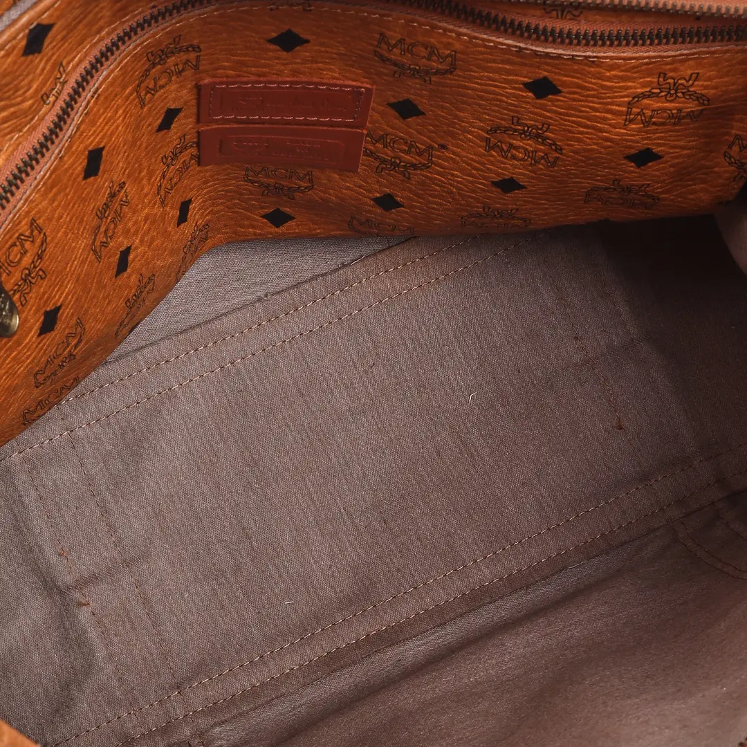 MCM Visetos Brown Canvas Shoulder Bag
