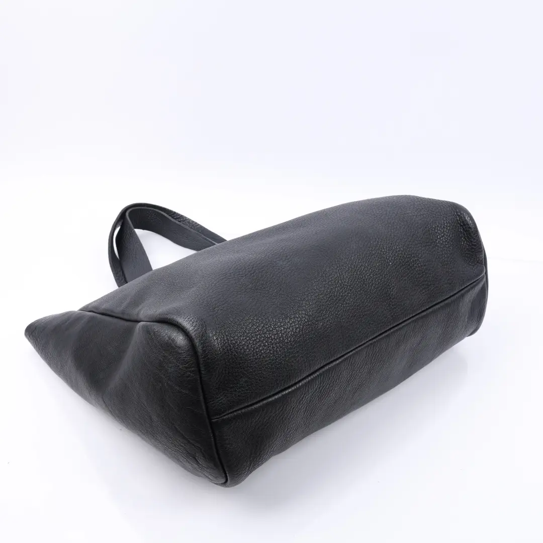 Black Pebbled Leather Tote Bag